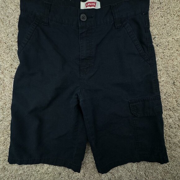 Levi's Cargo Shorts Boys 14 Reg Dark Blue Long 27W Pull On Red Tab Youth Kids - Picture 1 of 11